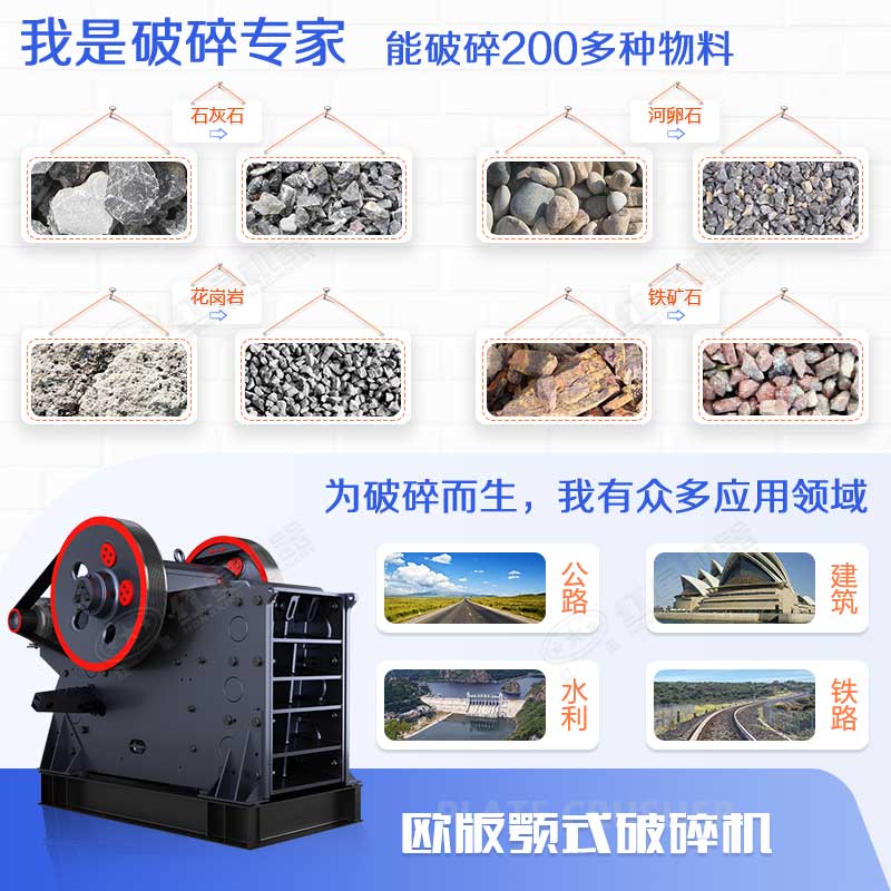 顎式破碎機(jī)能力強(qiáng)、應(yīng)用范圍廣