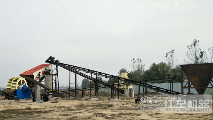 石頭粉碎成沙子用戶現場，有多種生產搭配可以選擇